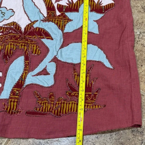 Soft Surroundings Tierra Gauze Beaded Floral Print Caftan Dress XL Petite Resort - Picture 5 of 10